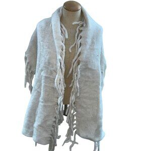 indaba cream all fringe along sides COZY chunky lightweaight wrap scarf excellen